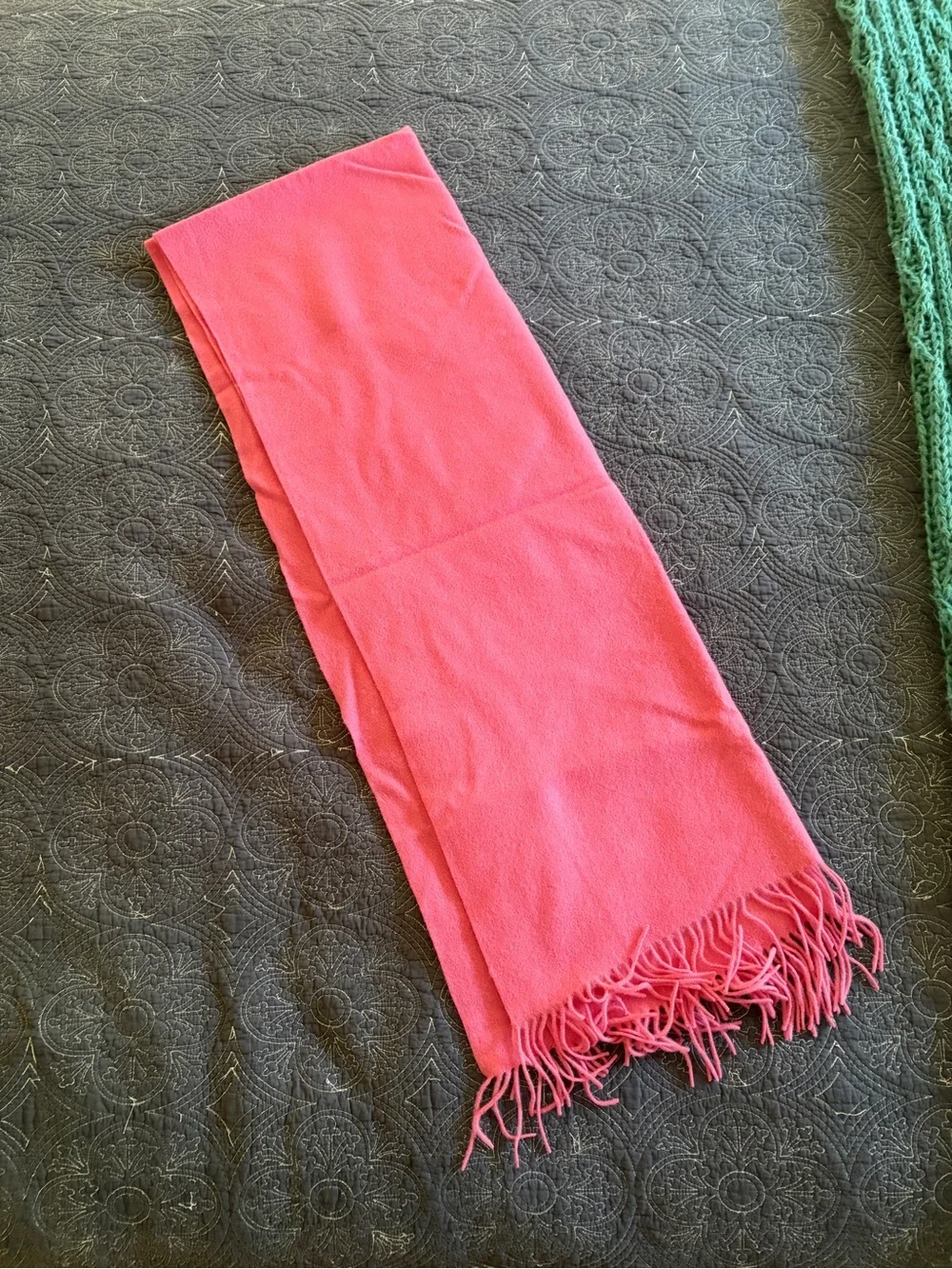 NWT WoolOvers Women’s Pink Fringe Scarf - Classic Wrap 100% Wool